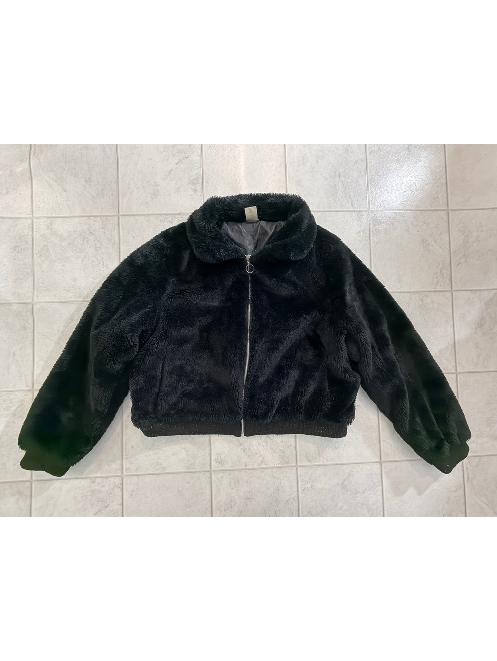No Boundaries black faux fur jacket